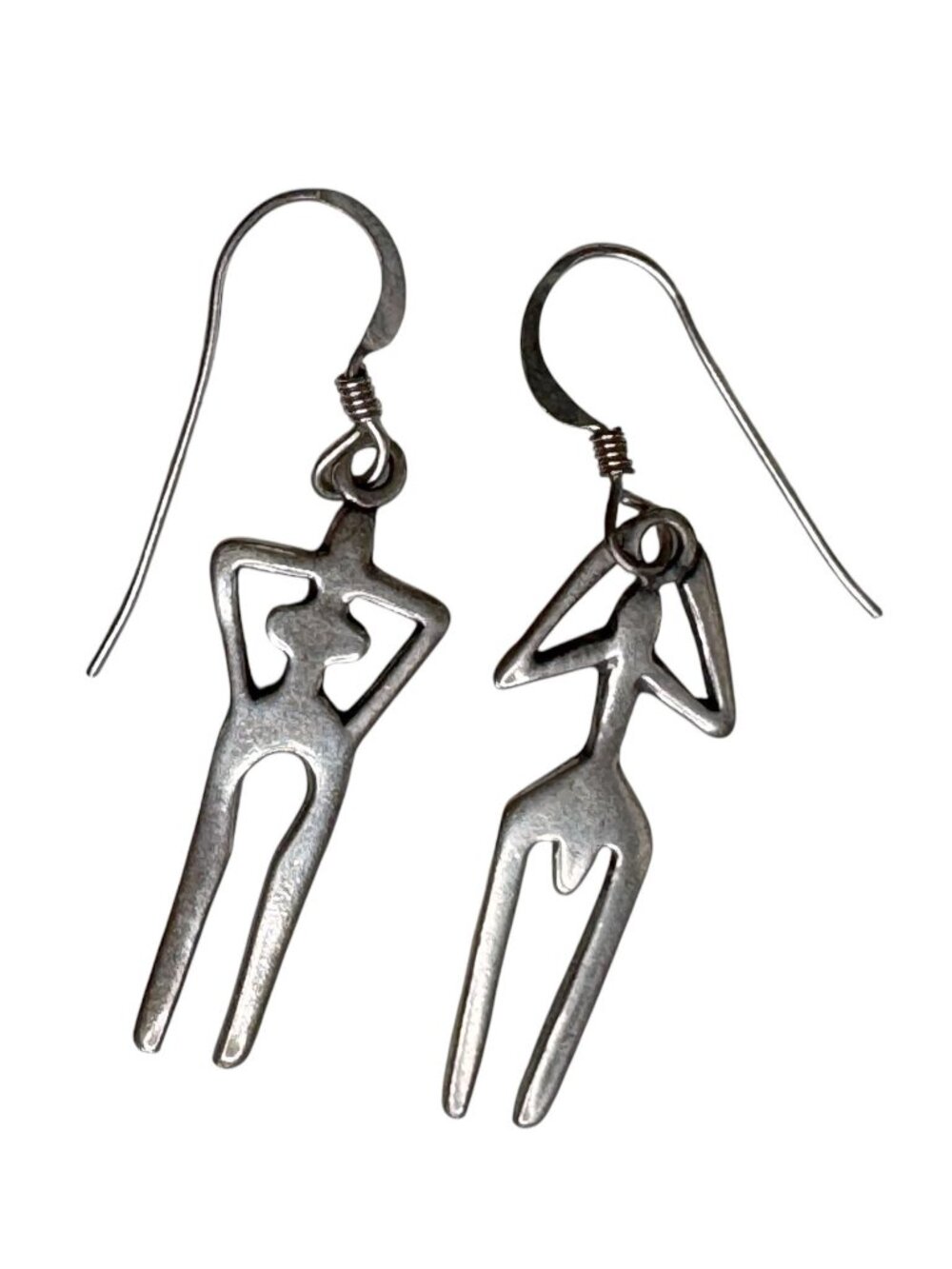 Sterling silver 925 indigenous figure couple dangle earrings - Picture 3 of 7